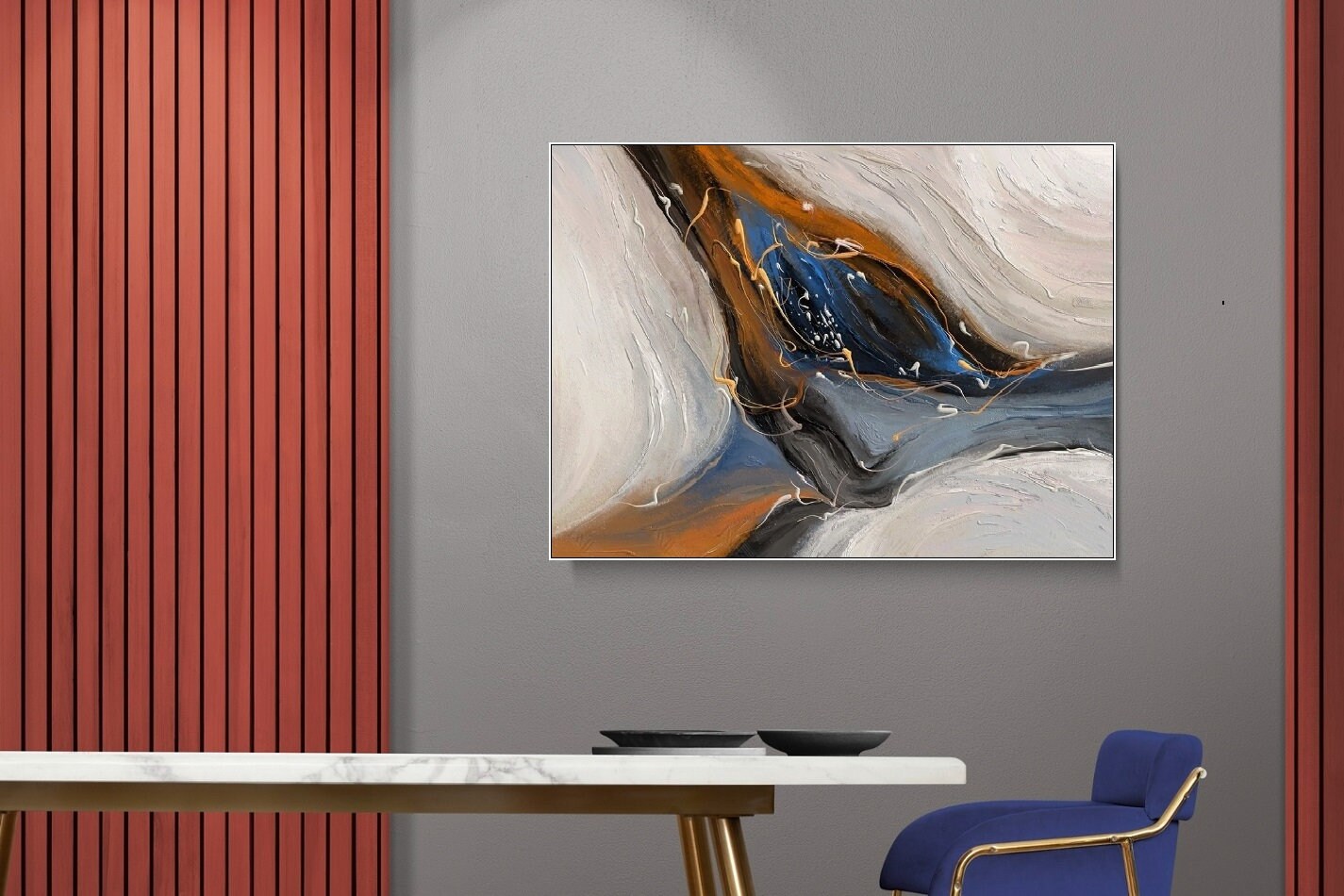 Large marble wall art, abstract floater frame canvas print, modern hanging wall decor, printable living room artwork, fantasy wall art