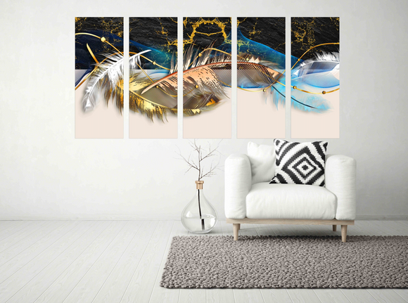 Yin yang wall art Feathers of style  Wall collage kit Canvas painting Large panel wall art Picture frames Home wall decor