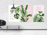 Tropical wall art paintings on canvas, home wall decor, printable wall art set of 3, floral canvas wall art, valentines day gift