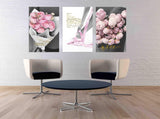 Flowers wall art paintings on canvas Home wall decor Printable wall art set of 3 Valentines day gift Pink roses painting set of 3 prints