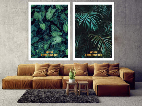 Tropical wall art paintings on canvas, home wall decor, tropical leaves art, botanical art prints, modern botanical print, custom canvas