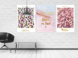 Modern wall art paintings on canvas, home wall decor, printable wall art set of 3 pink prints wall art sea stones 3d art valentines day gift