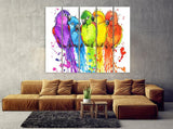 Parrot wall art paintings on canvas, tropical wall art, bird wall art home wall decor canvas painting bright wall art extra large wall art