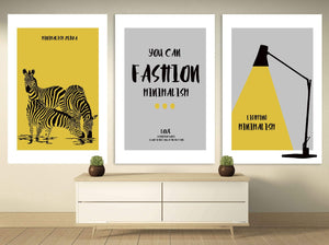 Zebra wall art paintings on canvas, home wall decor, printable wall art set of 3, picture quotes, minimalist wall art, yellow painting