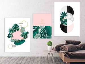 Set of 3 tropical, Tropical wall art paintings on canvas, home wall decor, printable wall art set of 3, minimalist wall art, nature wall art