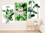 Tropical wall art paintings on canvas, home wall decor, printable wall art set of 3, flower wall art, leaves wall art, Modern wall art