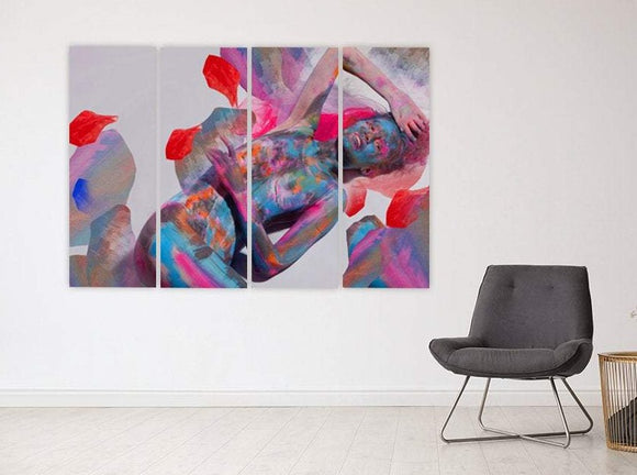 Pour painting Woman  wall art paintings on canvas, home wall decor, canvas painting Contemporary art maximalist wall art