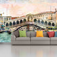 Vintage city mid modern retro century Venice vintage poster prints city wall mural peel and stick removable self adhesive wall covering