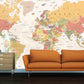 World map mural Removable wallpaper Textured wallpaper fabric wallpaper vinyl wallpaper modern wallpaper wall print art detailed world map