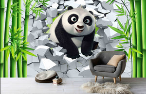 Panda wall art kids Animal Removable Textured wallpaper nursery wall mural vinyl modern wallpaper wall print art