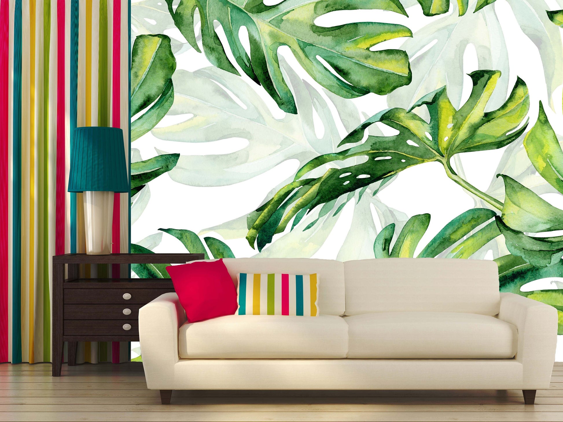 Monstera peel and stick wallpaper Tropical wallpaper Leaf Removable wallpaper Textured wallpaper vinyl wallpaper modern wallpaper