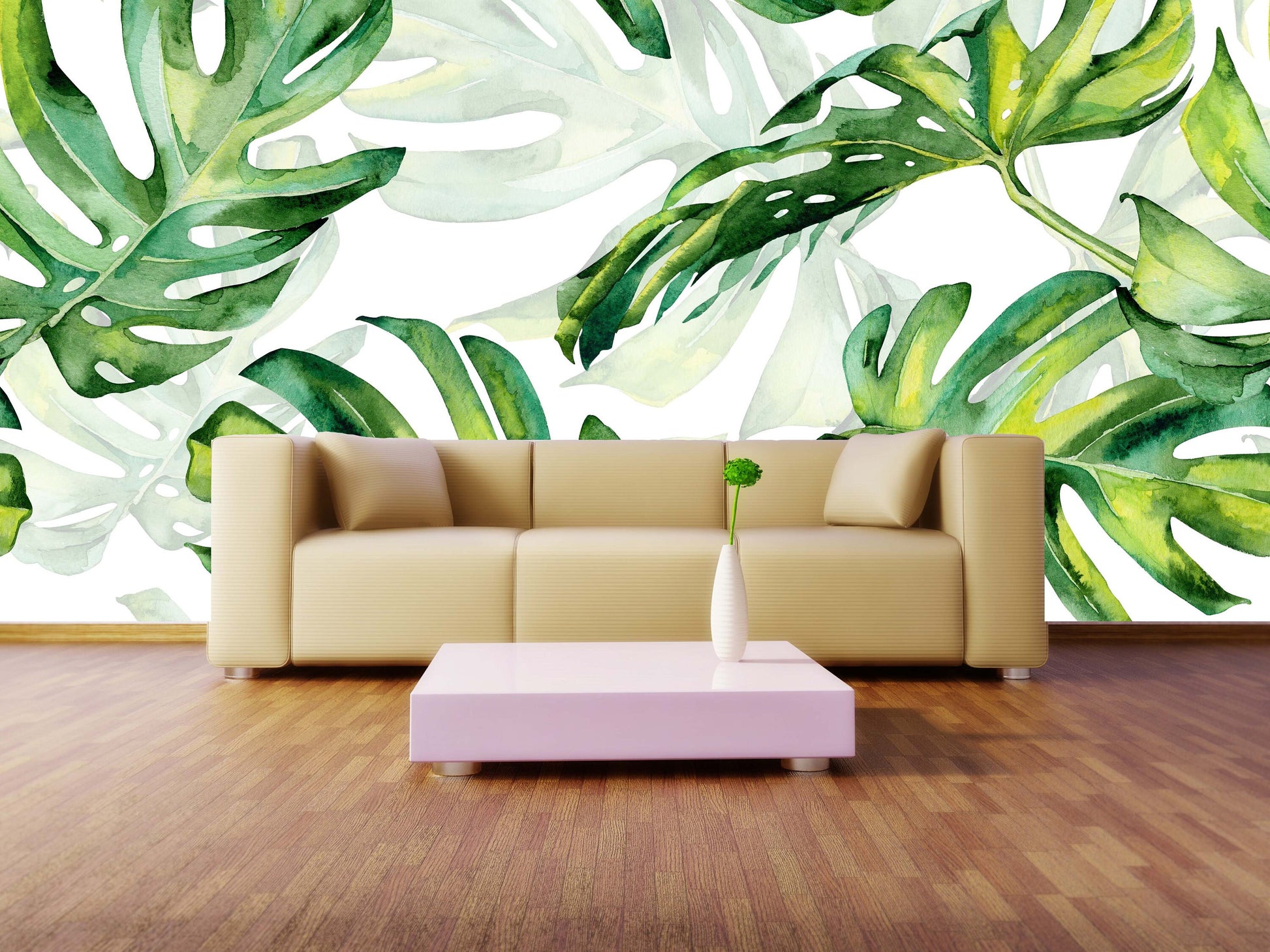 Monstera peel and stick wallpaper Tropical wallpaper Leaf Removable wallpaper Textured wallpaper vinyl wallpaper modern wallpaper