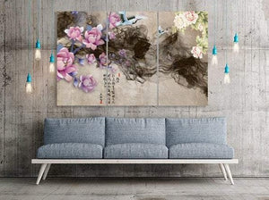 Flower wall decor Multi panel canvas Multi panel wall art Contemporary art Abstract wall art Abstract painting Home decor gift
