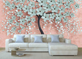 Sakura blossoms Japanese wall art Flowers wallpaper Peel&stick wallpaper Asian wall art Botanical removable wallpaper Chinoiserie wallpaper