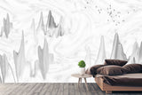 Smoky mountains wall art Marble wallpaper Abstract wallpaper Peel and stick wallpaper removable wallpaper Black and white wallpaper