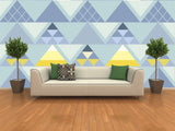 Blue wallpaper peel and stick Blue removable wallpaper Geometric wallpaper Geometric wall decal Abstract wallpaper Blue and yellow wallpaper