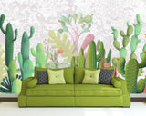 Cactus wall art Cactus print Tropical wallpaper Leaf Removable wallpaper Textured wallpaper fabric wallpaper modern wallpaper