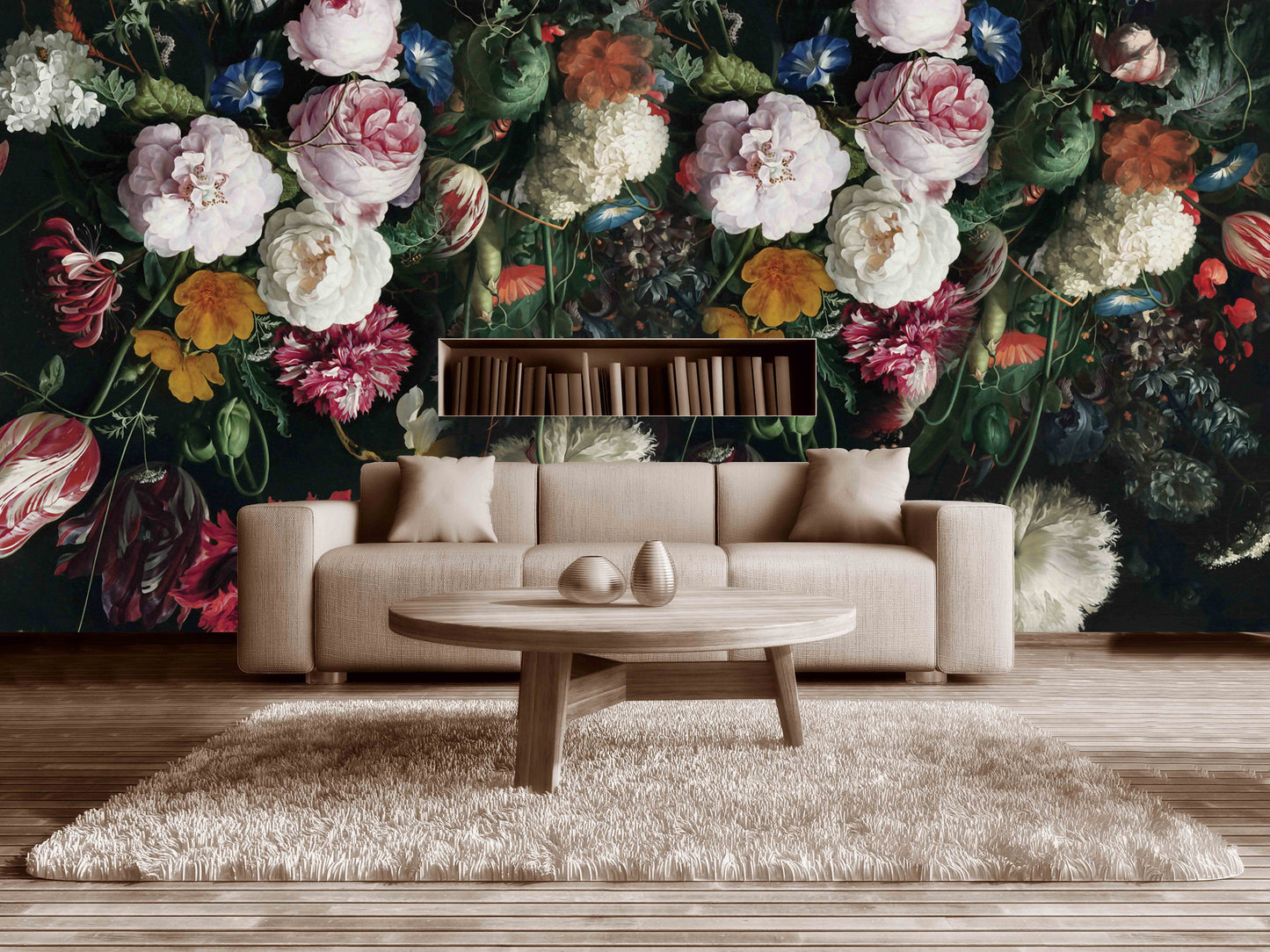 Dark Floral Peel and stick flowers Wallpaper Botanical Textured adhesive Wall Mural Decor for Bedroom Living Room