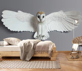 Owl bird wall decor gray Peel and stick adhesive temporary wall mural 3d wallpaper painting on canvas wall decoration Bedroom Living Room