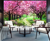Fairy garden landscape wall mural Japanese cherry blossom tree stickers peel and stick wallpaper Nature wall decoration