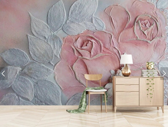 Rose wall art Flowers wallpaper Floral Peel and stick wallpaper Textured wallpaper adhesive wallpaper Botanical removable wallpaper