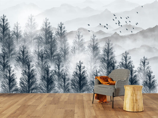 Wall mural forest Smoky mountains wall art Wake forest Adhesive wall murals Wall prints Home wall decor Peel and stick Outdoors mountains