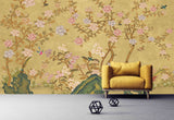 Japanese painting Chinoiserie wallpaper Botanical removable Japanese wall art Flowers wall mural prints Peel & stick