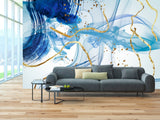 Abstract expressionist painting Light blue peel and stick wallpaper Geometric patterns wallpaper Art deco wallpaper Home wall art