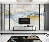 Smoky mountains wallpaper peel and stick wal mural, abstract mural, art deco wallpaper