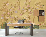 Japanese painting Chinoiserie wallpaper Botanical removable Japanese wall art Flowers wall mural prints Peel & stick