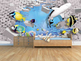 Shark print Ocean wallpaper Baby 3d wallpaper Self adhesive mural Nursery wallpaper Wall print art Home wall decor Peel and stick