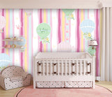 Nursery girl Blush wallpaper mural peel and stick Playroom wall decor Removable wallpaper Hot Air Balloon wallpaper Wall mural photography