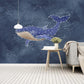 Whale wall art Peel and stick wall mural Modern Removable wall decor Textured fabric vinyl wallpaper abstract wall covering shark poster