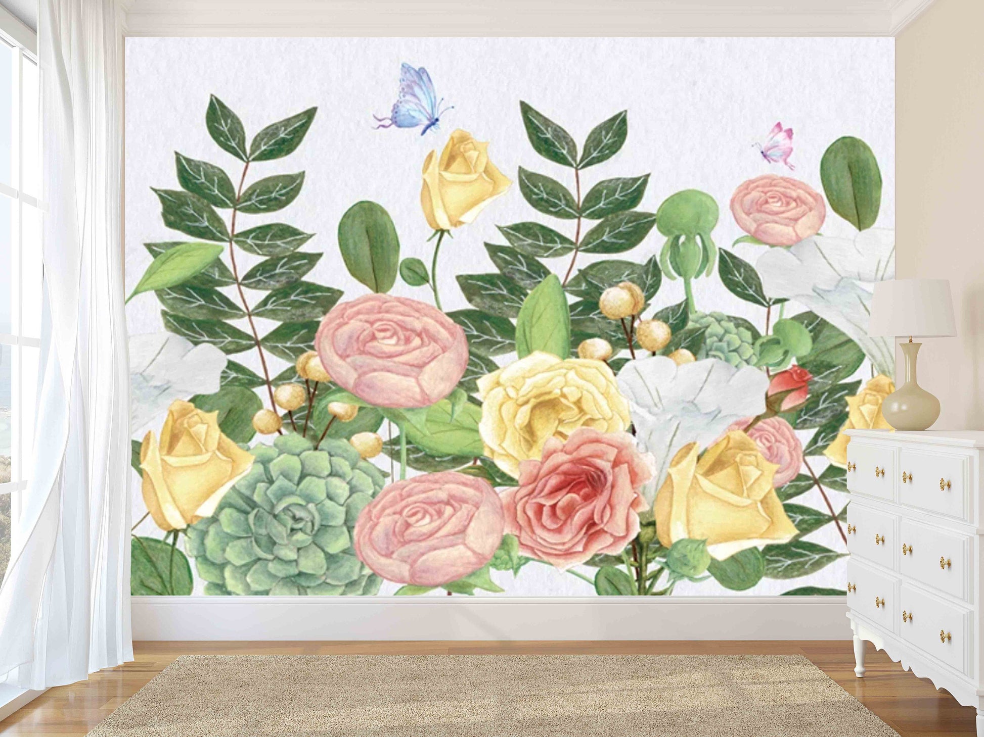 Flower wallpaper Floral Peel and Stick wall mural Self Adhesive Removable wallpaper Living Room Bedroom wall decoration