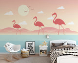 Exotic wall mural Tropical peel stick nursery wallpaper removable Modern wallpaper peel and stick pink Wall decoration