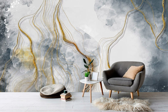 Art deco abstract modern wallpaper peel and stick, removable, self adhesive, temporary Giant vinyl, canvas wall mural bedroom, living room
