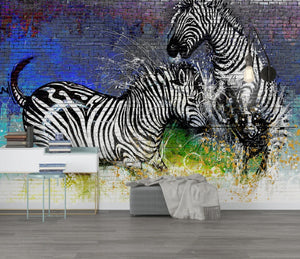 Zebra wallpaper Peel and stick adhesive temporary wall mural 3d wallpaper painting on canvas wall decoration Bedroom Living Room