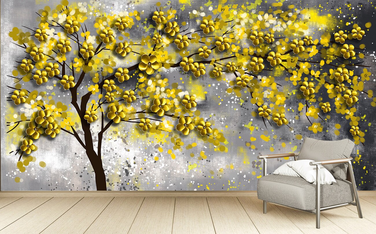 Floral wallpaper mural Tree wall decals & murals, Peel and stick, removable wallpaper for bedroom, living room