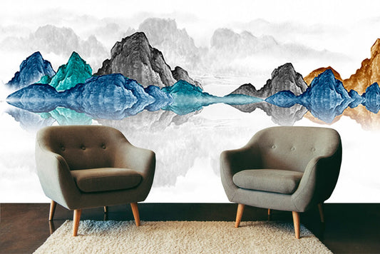 Blue ridge smoky mountains wallpaper Abstract wall decals & murals, Peel and stick, removable wallpaper for bedroom, living room