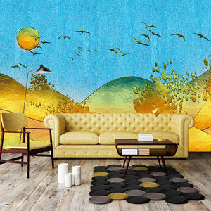 Peel and stick wallpaper Mountain wallpaper Abstract wallpaper Minimalist wall decor Bedroom wall decor