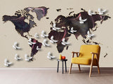 World map mural Peel and stick wallpaper, Removable wallpaper modern vinyl wallpaper World map canvas 3d wall mural World map wall decal