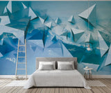 Blue abstract wallpaper peel and stick wall mural, photo wallpaper kitchen removable geometric wallpaper 3d wall mural prints wall covering