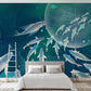Blue wallpaper, fish wall art, baby peel and stick wallpaper, self adhesive mural, nursery wallpaper wall print art Home wall decor