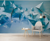 Blue abstract wallpaper peel and stick wall mural, photo wallpaper kitchen removable geometric wallpaper 3d wall mural prints wall covering