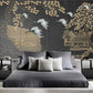 Asian grey gold wallpaper peel and stick wall mural, japanese wallpaper, chinoiserie self adhesivewallpaper, vinyl wall mural prints