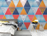 Art deco abstract colorful wallpaper peel and stick scandinavian wall mural, geometric photo wallpaper adhesive
