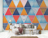 Art deco abstract colorful wallpaper peel and stick scandinavian wall mural, geometric photo wallpaper adhesive