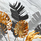 Black and gold wallpaper, tropical wallpaper, marble wallpaper, leaf wallpaper peel and stick wall mural, vinyl wallpaper