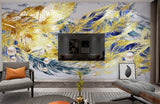 Feather wallpaper peel and stick giant wall mural, abstract removable wallpaper, bedroom vinyl, canvas wallpaper