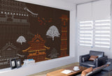 Asian wallpaper peel and stick wall mural, japanese wallpaper, chinoiserie self adhesivewallpaper, vinyl wall mural prints